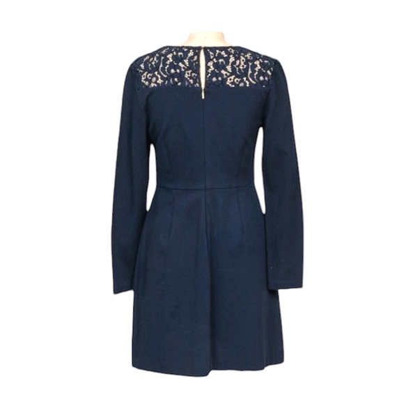 Trina Turk Lace Panel Sabastian Ponte Blue Dress - Picture 4 of 14